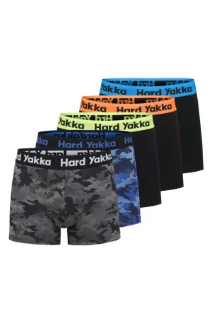 10 x Hard Yakka Mens Cotton Trunk Trunks Black/Camoflage Y26578