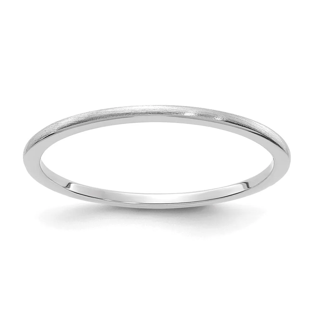 1.2mm 14k White Gold Half Round Satin Stackable Band