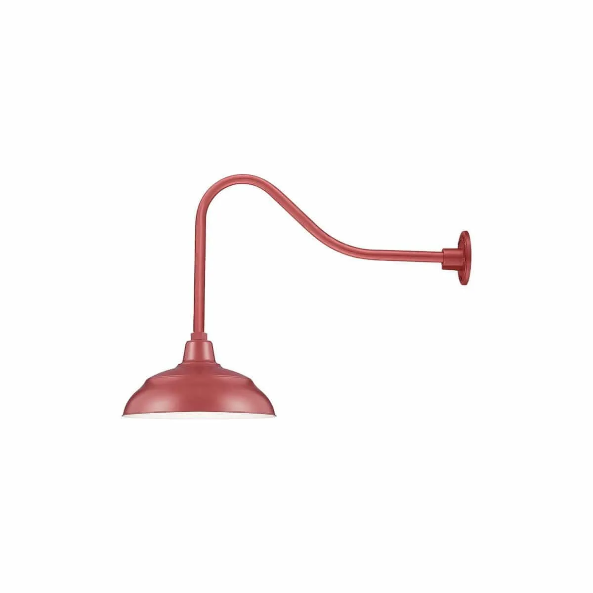 14'' Satin Red Warehouse Shade With Gooseneck