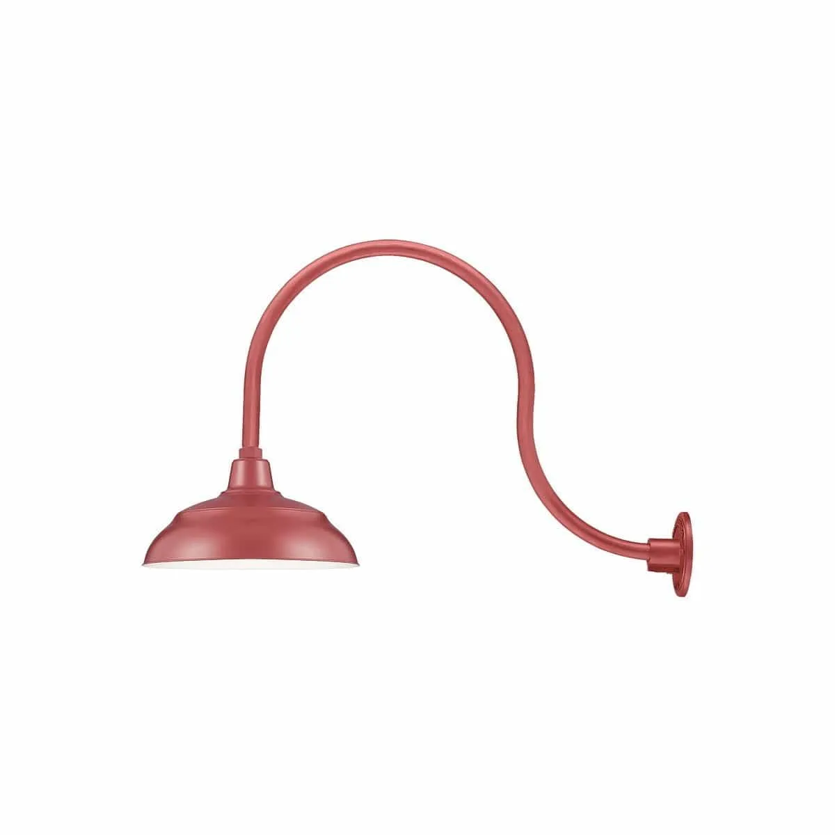 14'' Satin Red Warehouse Shade With Gooseneck