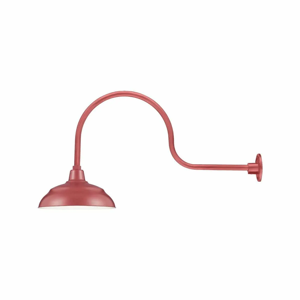 14'' Satin Red Warehouse Shade With Gooseneck