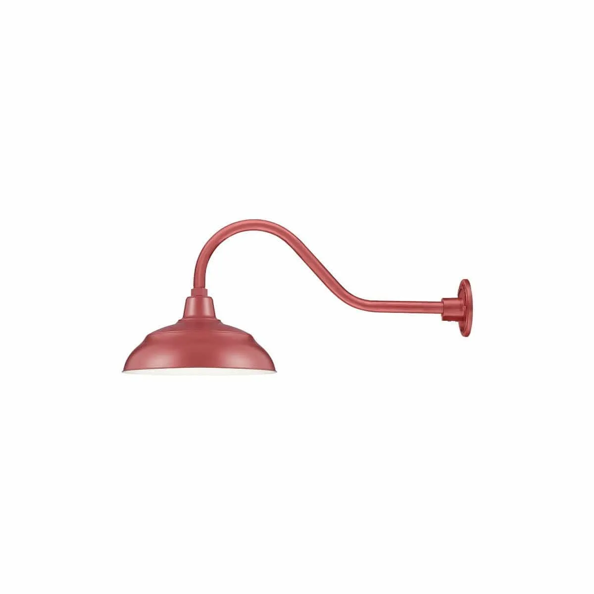 14'' Satin Red Warehouse Shade With Gooseneck