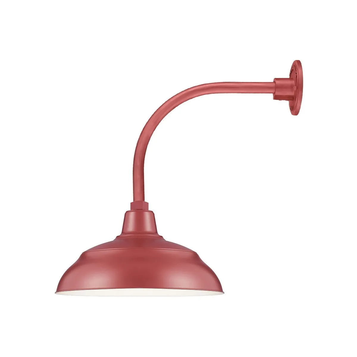 14'' Satin Red Warehouse Shade With Gooseneck