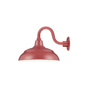 14'' Satin Red Warehouse Shade With Gooseneck