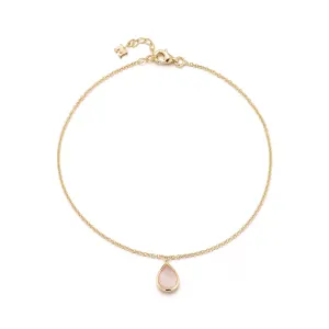 14kt Pink Topaz Pear Anklet