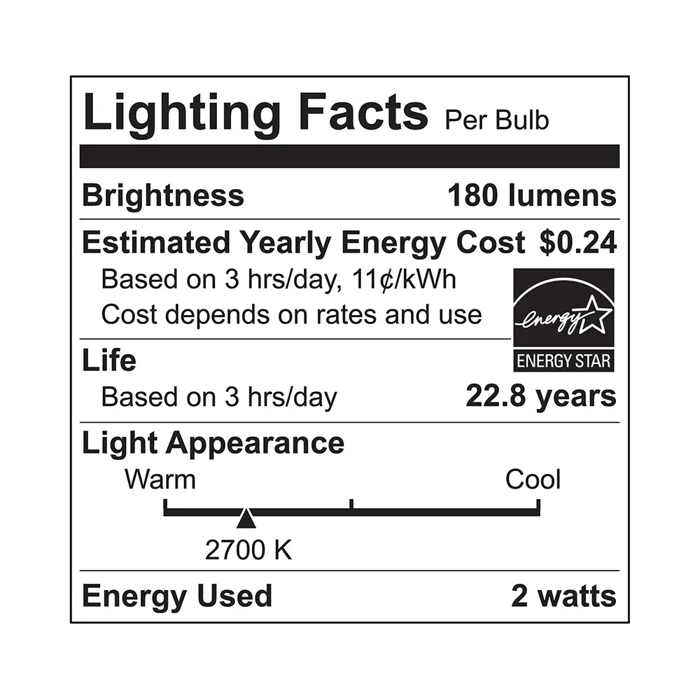 2-Watt Decorative Filament Lamp S14 E26 180lm LED Light Bulbs, 2700K (24-Pack)