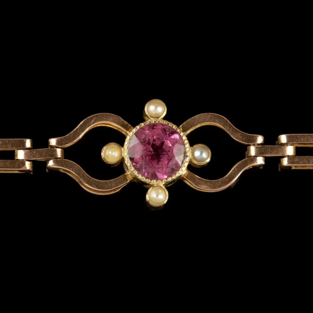 Antique Victorian Suffragette Bracelet 18Ct Gold Tourmaline Circa 1900