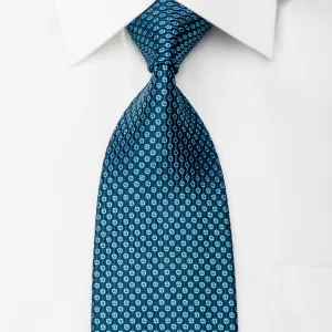 Aquascutum Men's Silk Tie Sparkling Blue Dots On Turquoise Blue