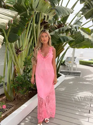 ARIA Lace Maxi in Hot Pink