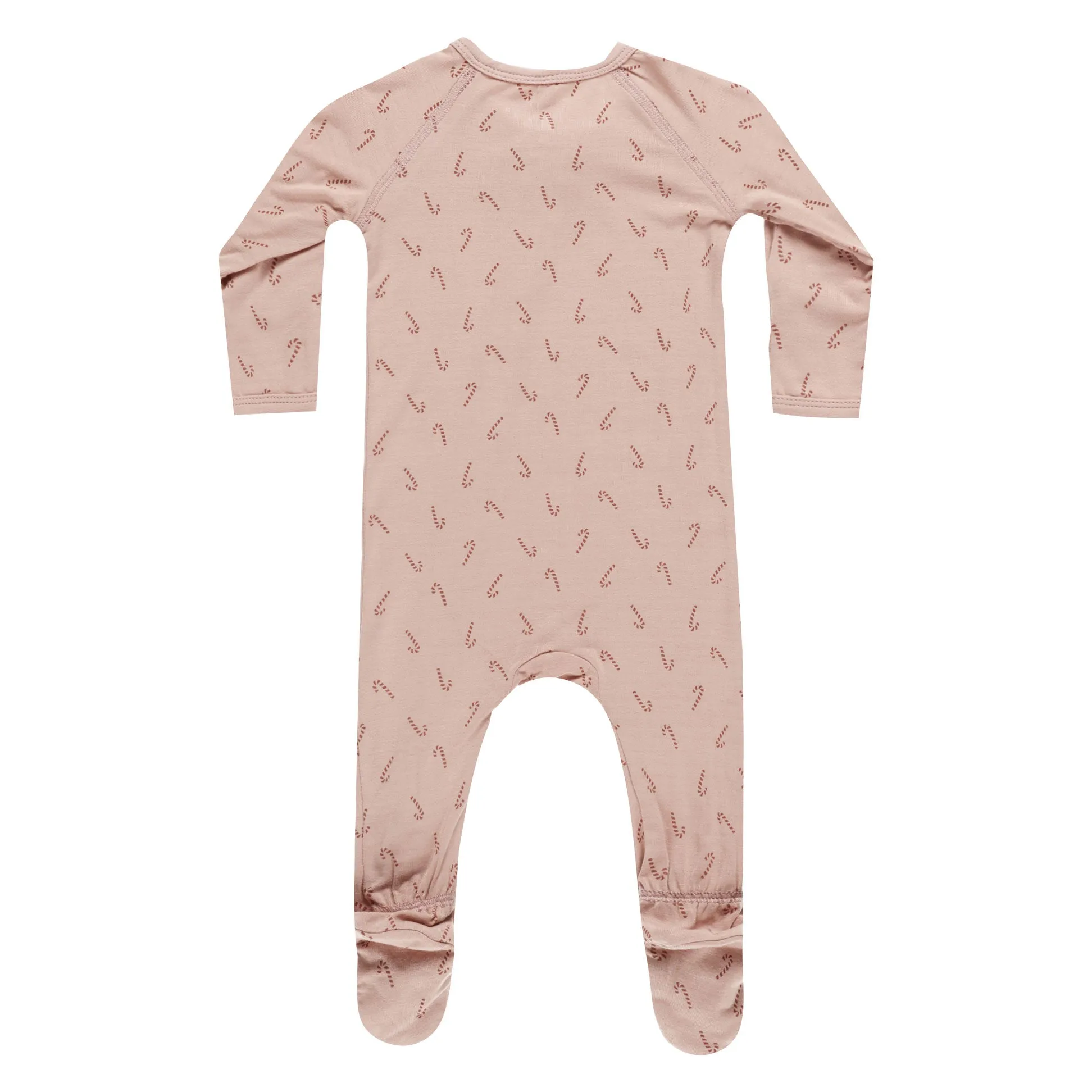 Bamboo Zip Footie - Candy Cane - Blush