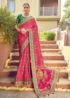 Bandhej Patola Pure Silk Pink Wedding Traditional Saree