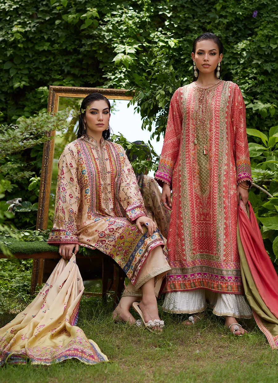 Bazif Burnt Orange Shirt And Dupatta