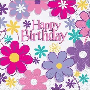 Birthday Blossom Beverage Napkins (16ct)