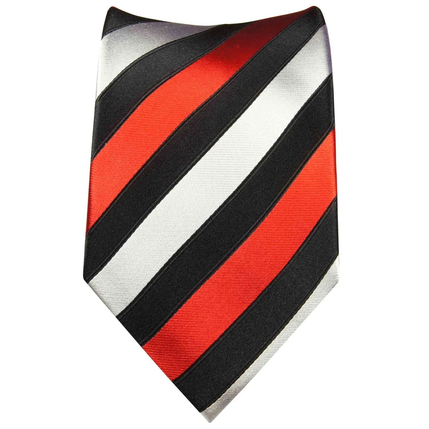 Black, Red and Silver Block Striped Silk Tie and Accessories