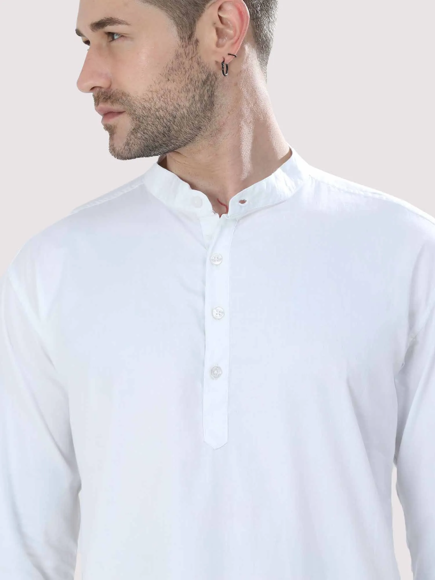 Bright White Solid Kurta