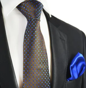 Brown and Blue 7-fold Silk Tie Set