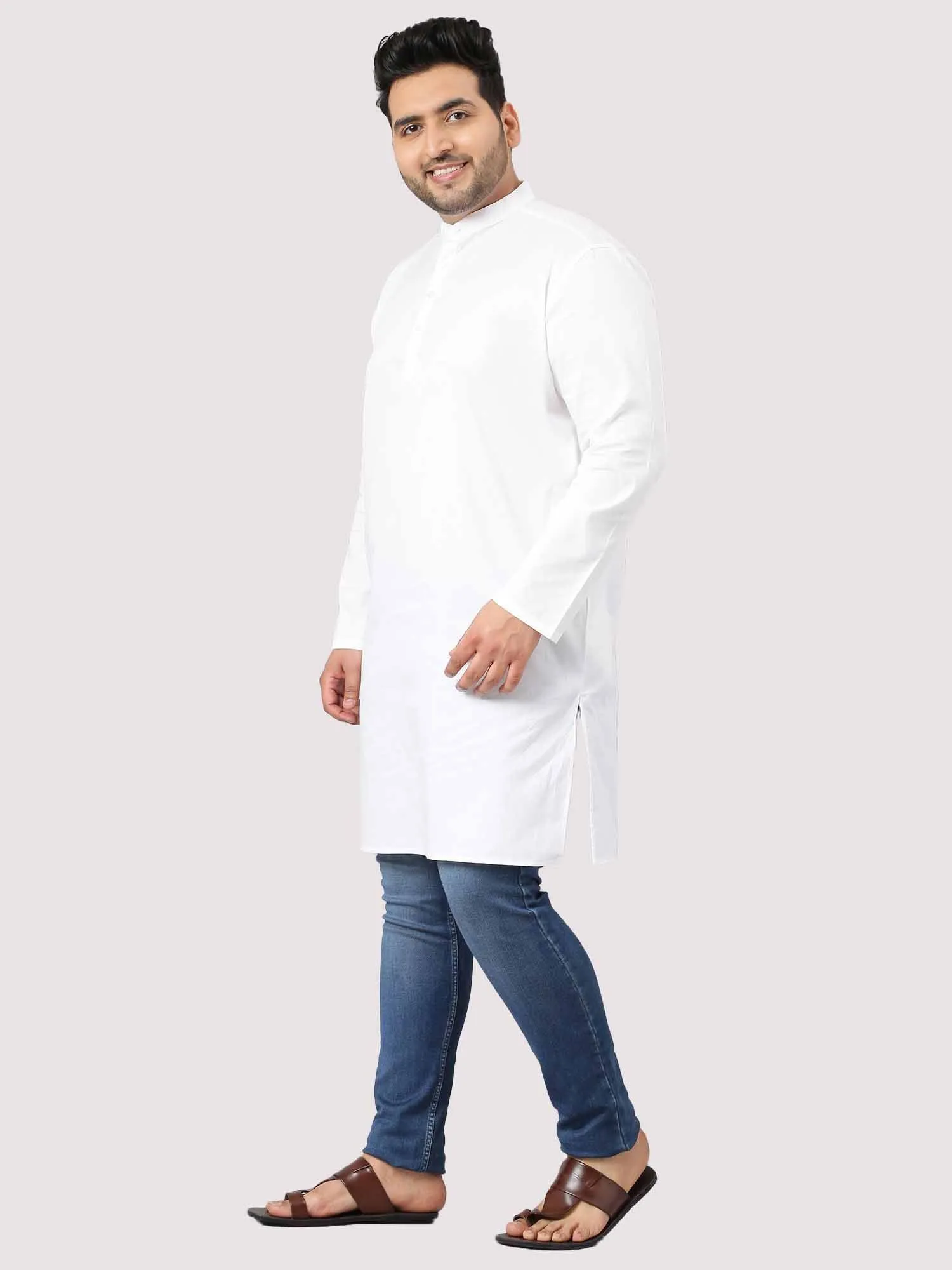 Calmania The Soothing White Full Sleeve Kurta Men's Plus Size