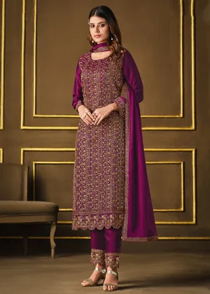 Charming Purple Two Tone Georgette Party Wear Salwar Suit