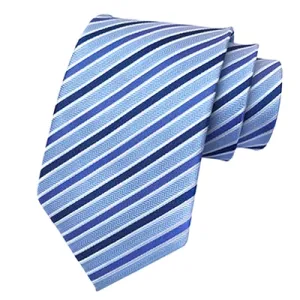 Classy Men Classic Ice Blue Striped Silk Tie