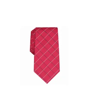 Club Room Mens Classic Tie Diamond Plaid Red