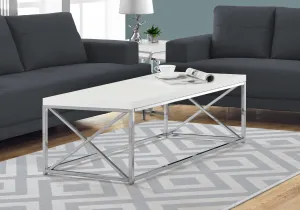 Coffee Table - Glossy White With Chrome Metal