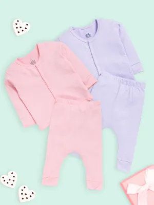 Combo of 2 Infant Sets: Pastel Pink & Lavender Infant Set