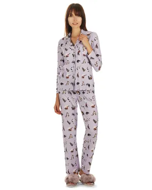 Crazy Cat PJ Set in Purple Heather