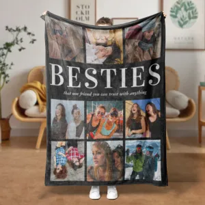 Custom Photo Blanket Besties Gift Best Friends Fleece Blanket