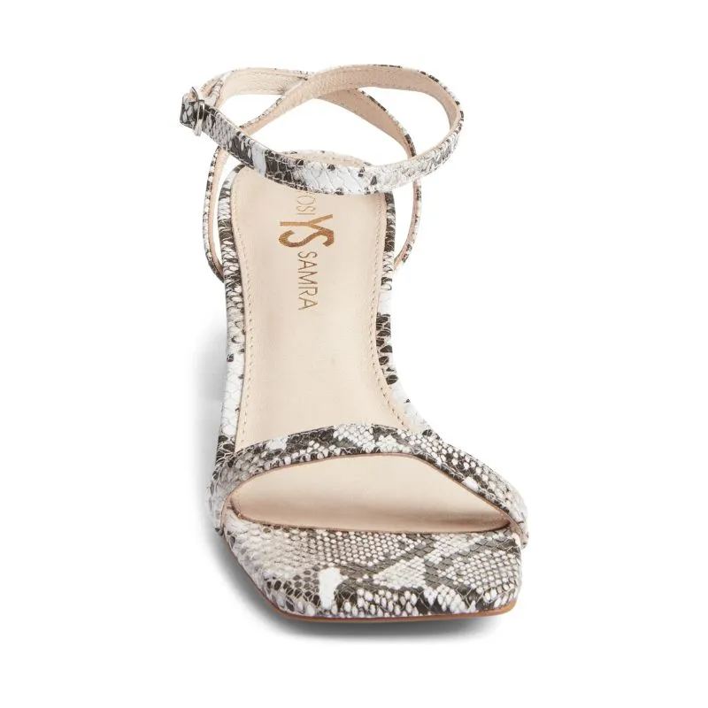 Diana Block Sandal in Natural Snake Leather