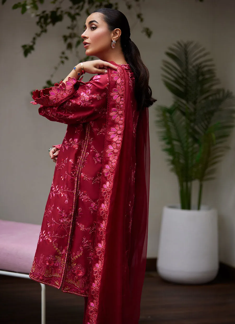 Dinara Scarlett Embroidered Shirt and Dupatta