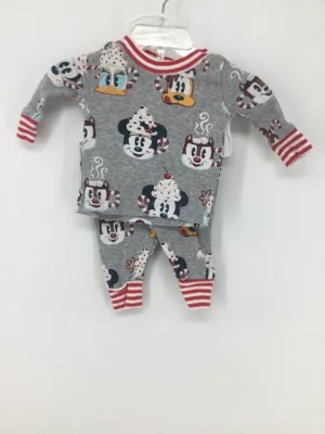 Disney Child Size 0-3 Months Gray Christmas Pajamas