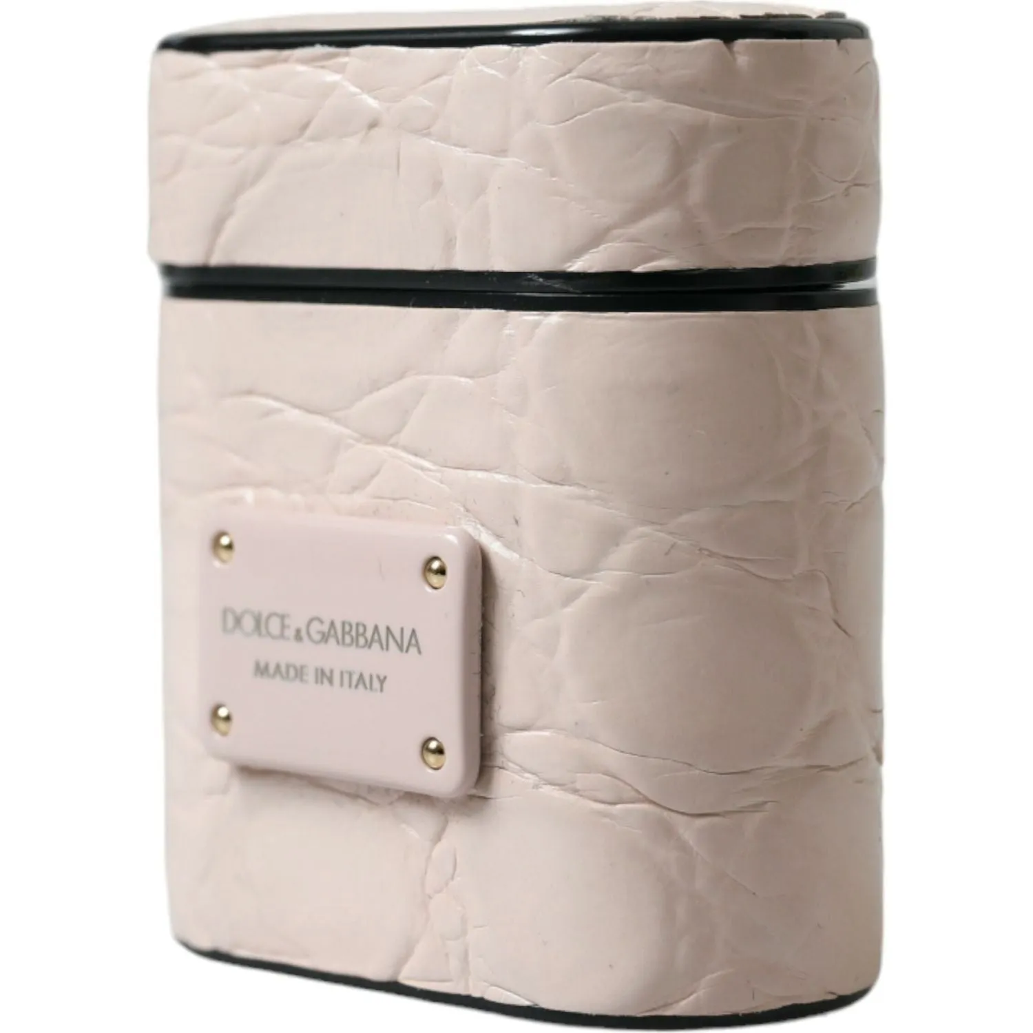 Dolce & Gabbana Elegant Light Pink Leather Airpod Case