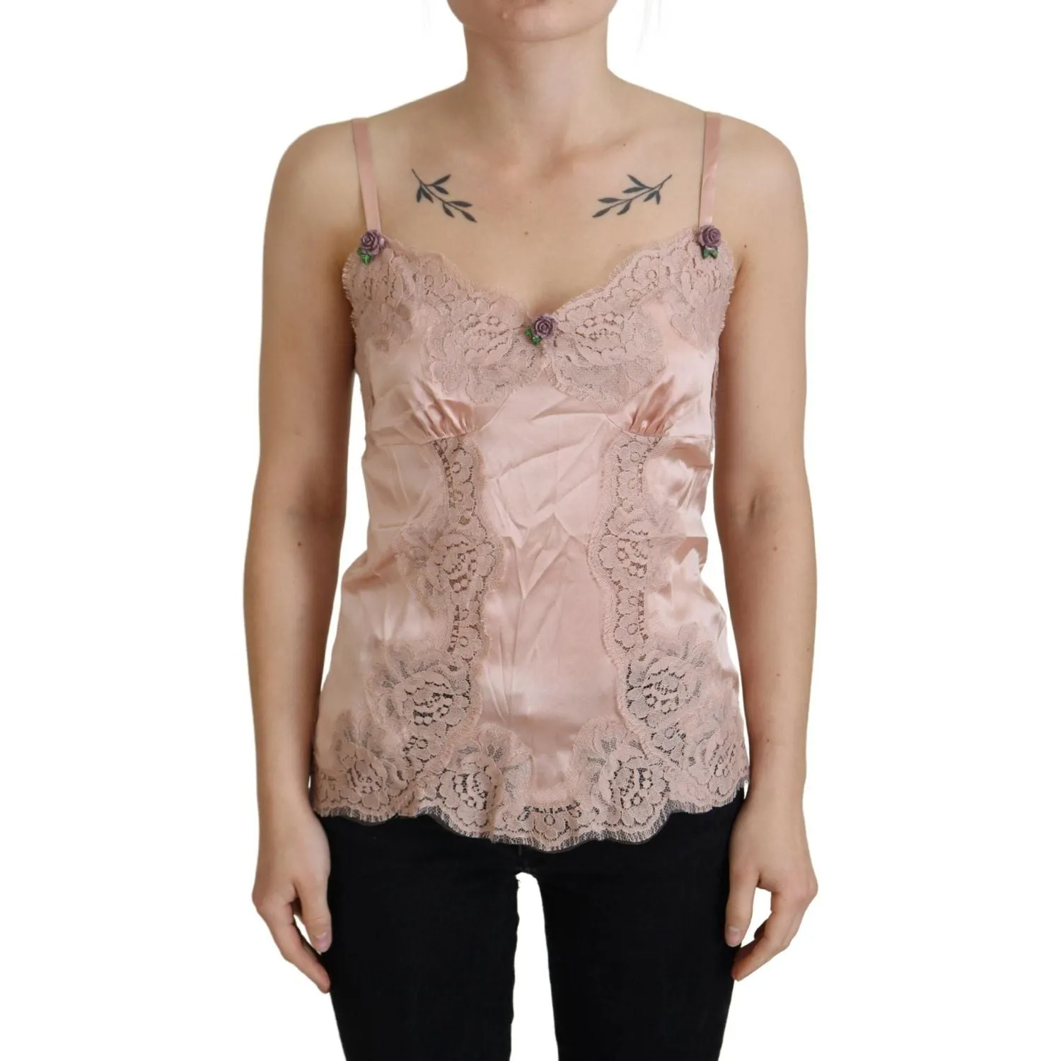 Dolce & Gabbana Elegant Pink Silk Lingerie Top