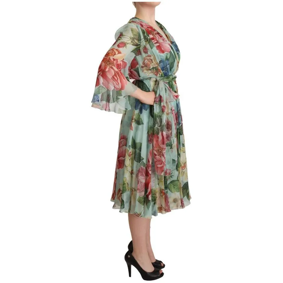 Dolce & Gabbana Floral Silk Midi Wrap Dress