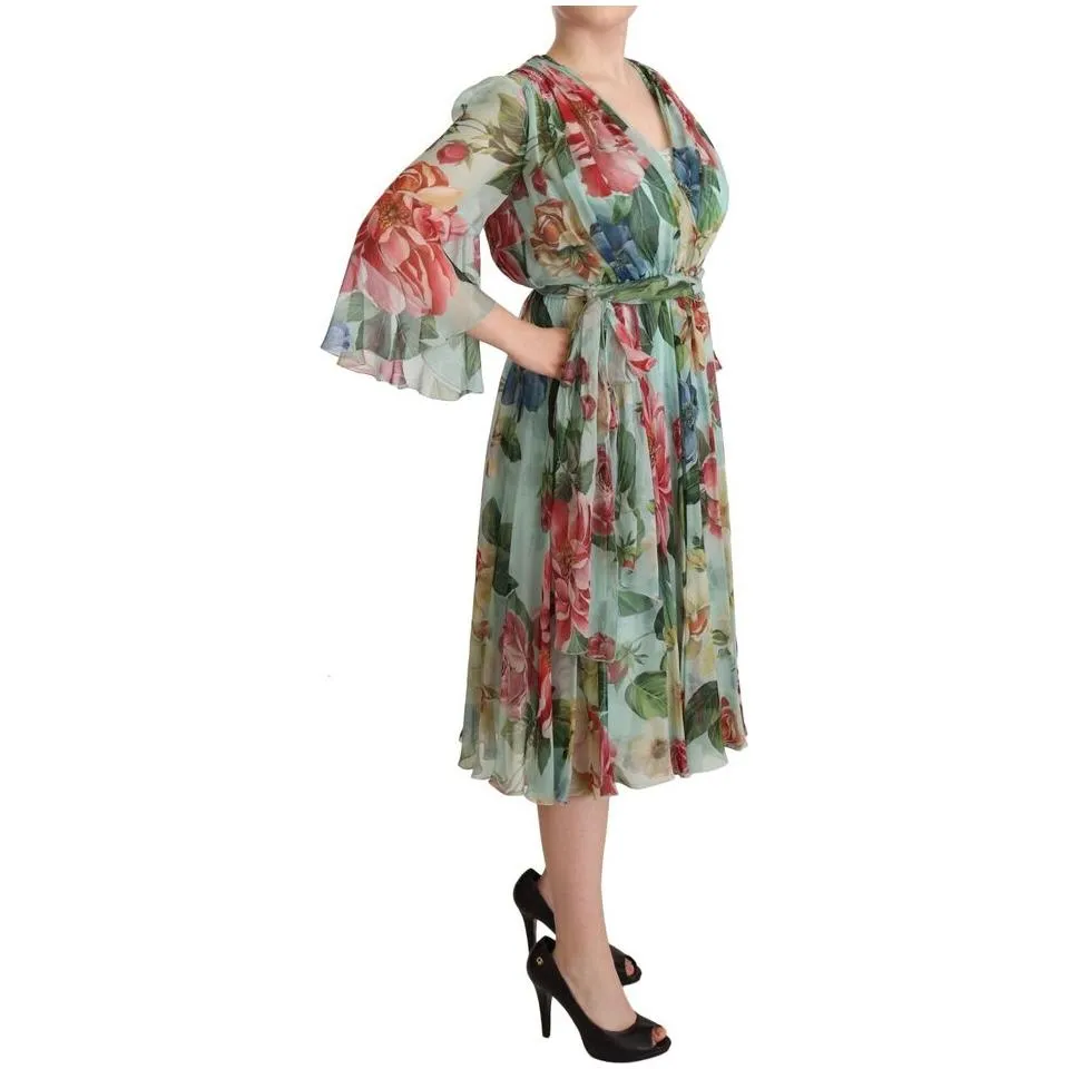 Dolce & Gabbana Floral Silk Midi Wrap Dress