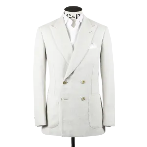 Double Breasted Peak Lapel Jacket in Natural Linen