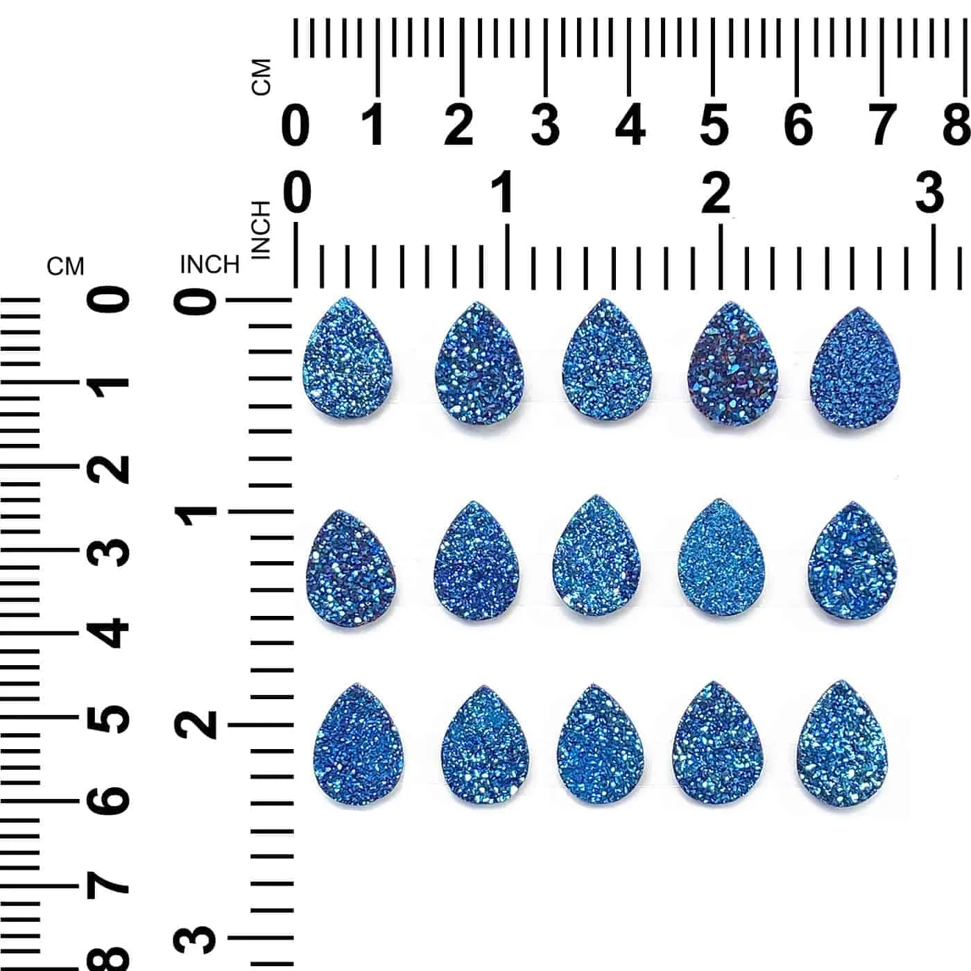 Drusy Cobalt Blue Small Pear Cabochons 14mm - 15 pieces