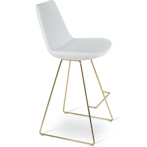 Eiffel Gold Wire Metal Counter Top Stools White