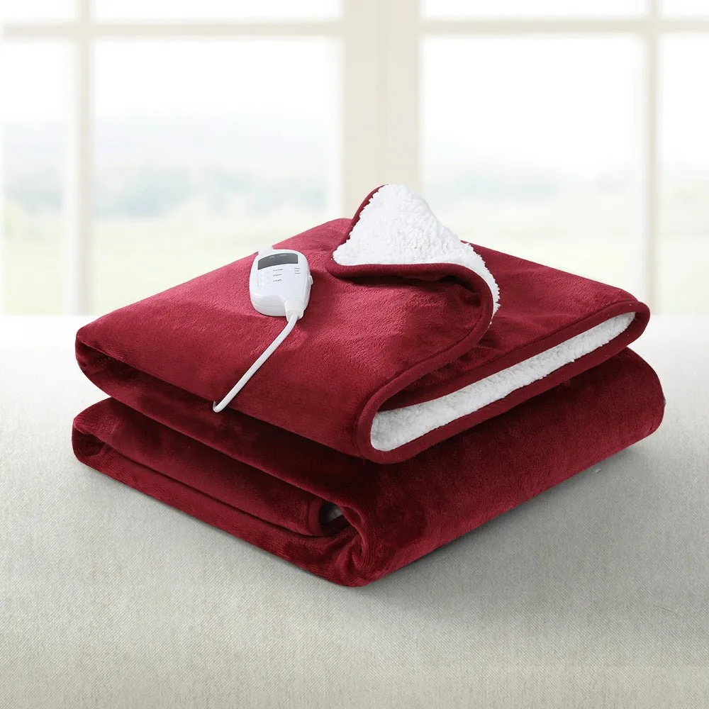 Electric Throw Rug Heated Blanket Washable Snuggle Flannel Winter Red