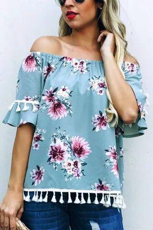 Floral Print Off Shoulder Top