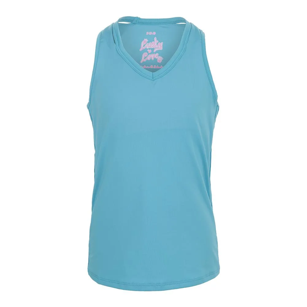 Girls' V-Neck Cutout Tennis Tank Ocean