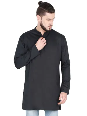 Guniaa Black Solids Giza Cotton Long Kurta