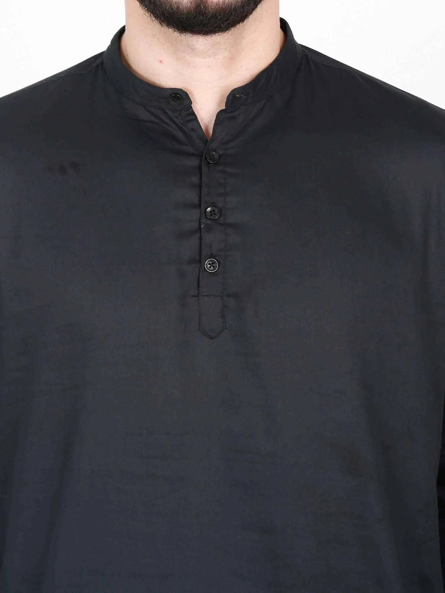 Guniaa Black Solids Giza Cotton Long Kurta