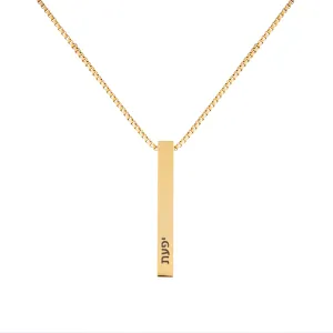 Hebrew Customized 3D Bar Necklace