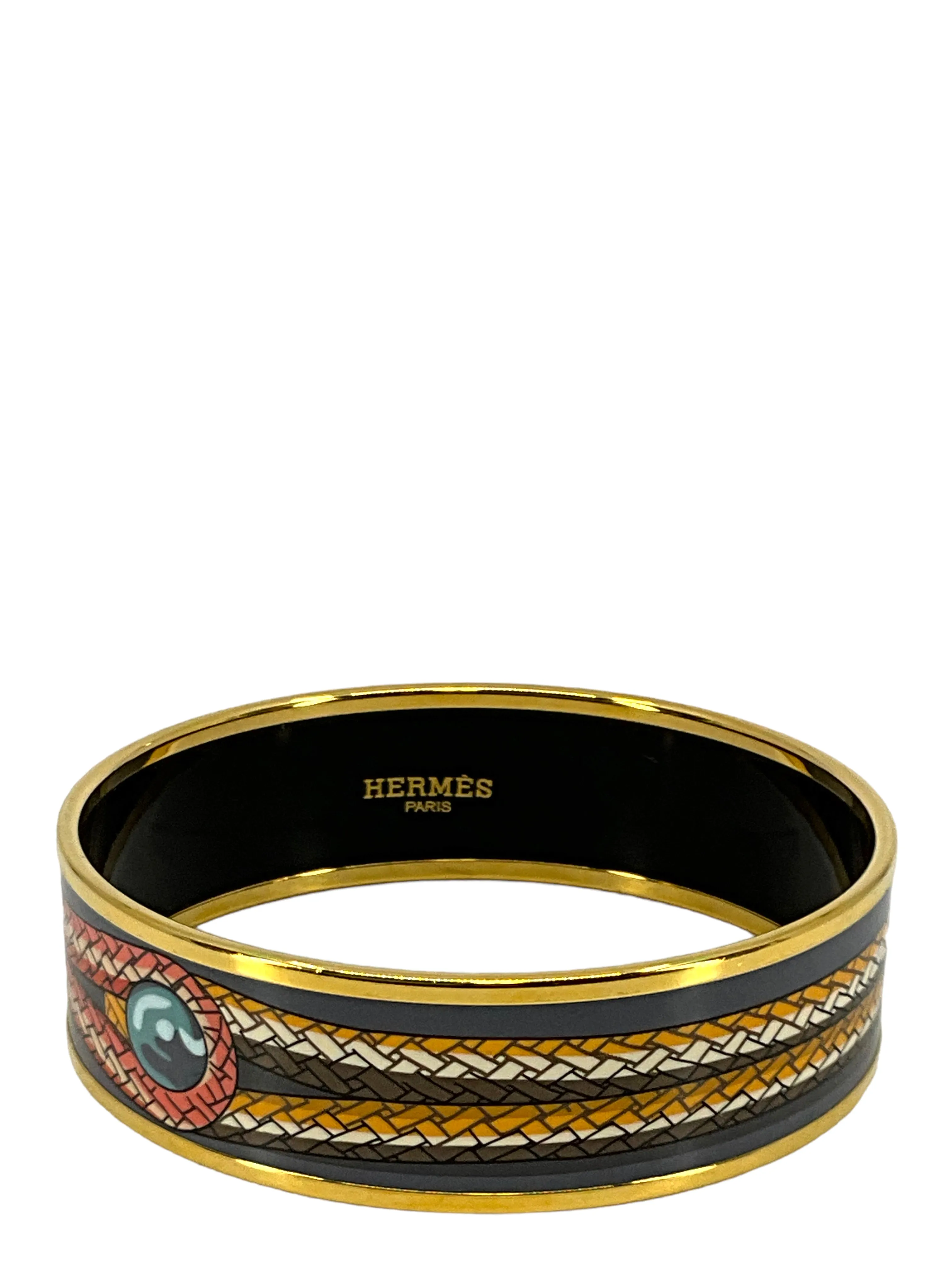 Hermes Printed Enamel Rope Narrow Bracelet 65