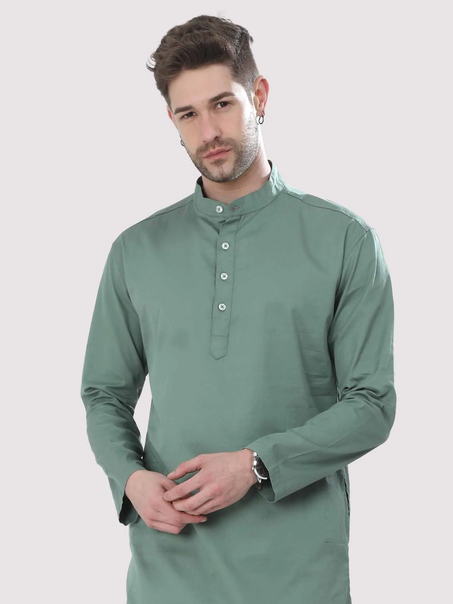 Hunter Green Solid Kurta