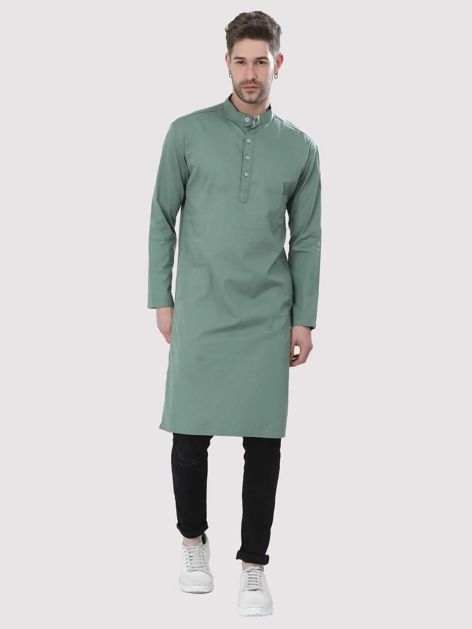 Hunter Green Solid Kurta