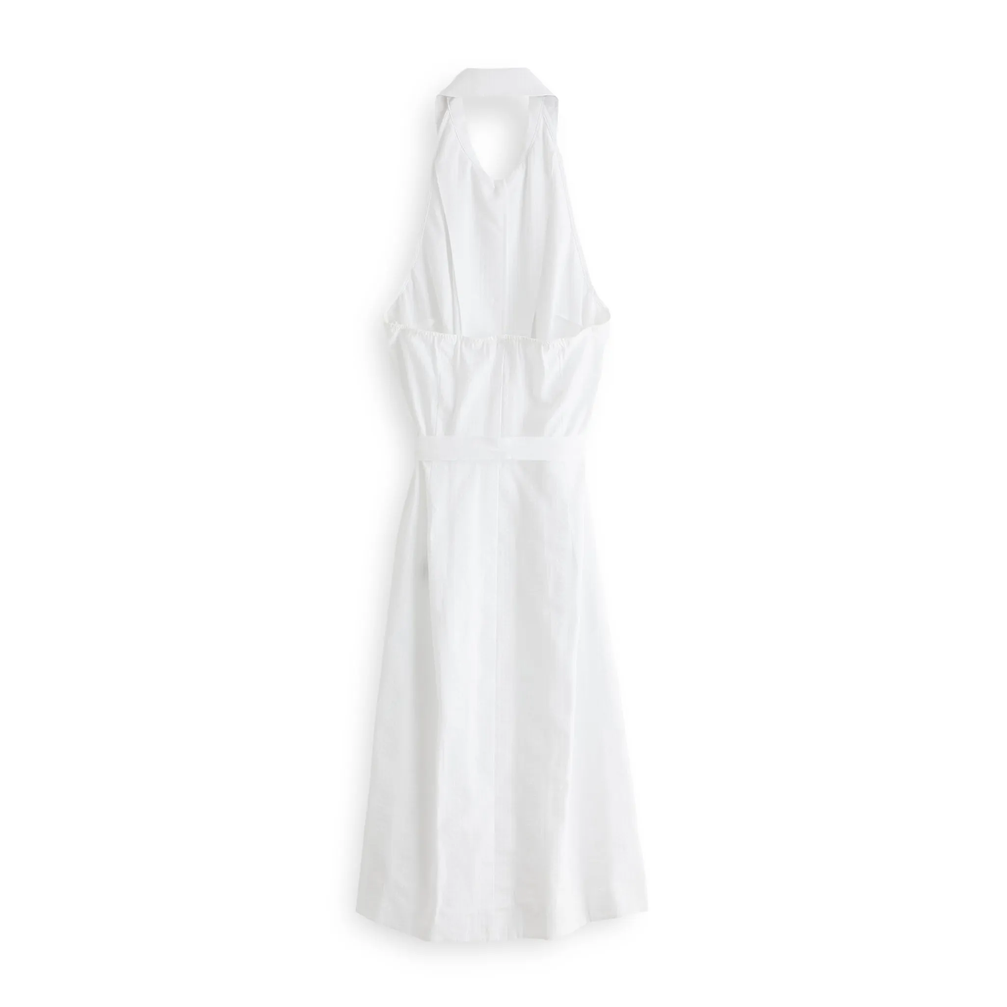 J. Peterman Women's Summer Collared Halter Button-Front Dress in White