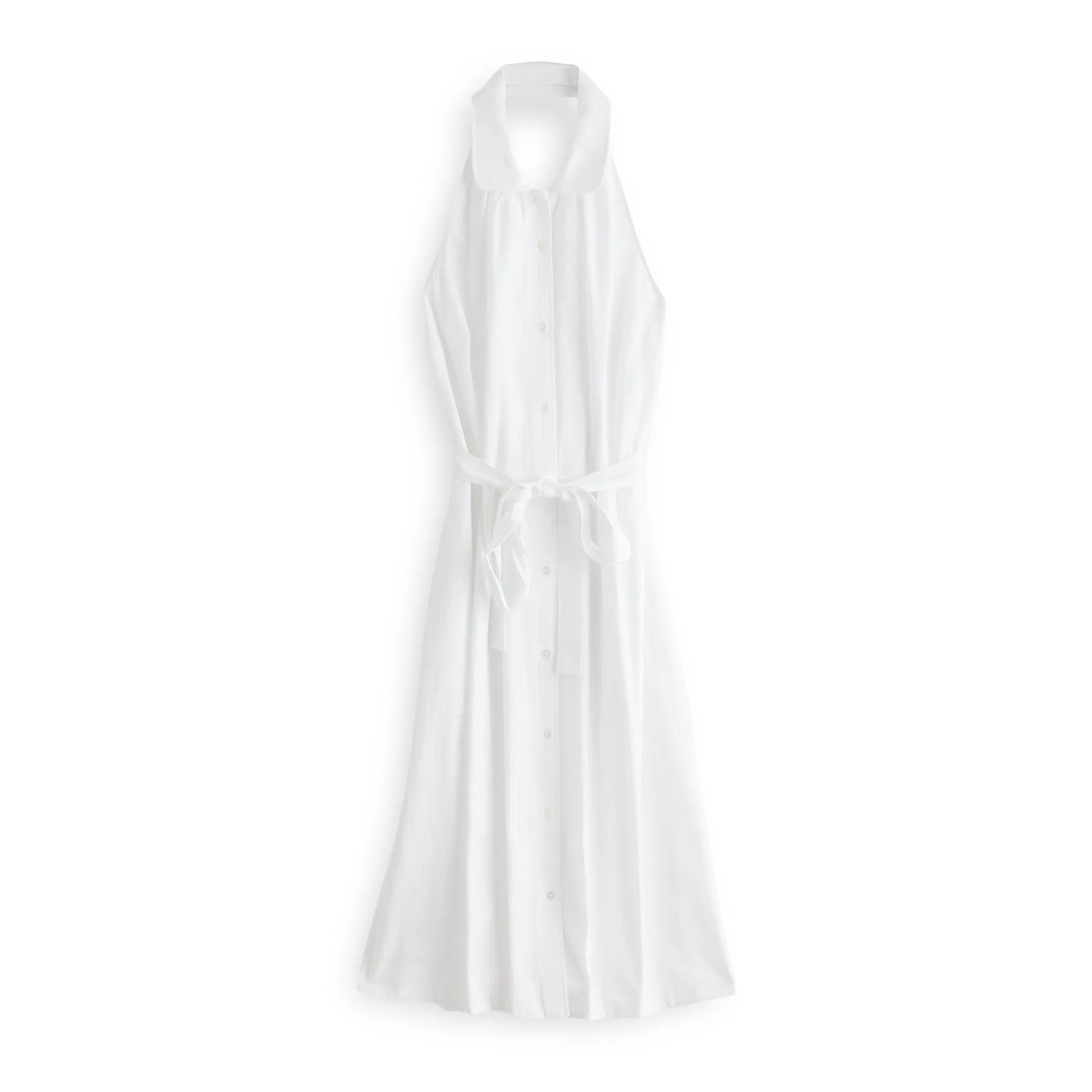 J. Peterman Women's Summer Collared Halter Button-Front Dress in White