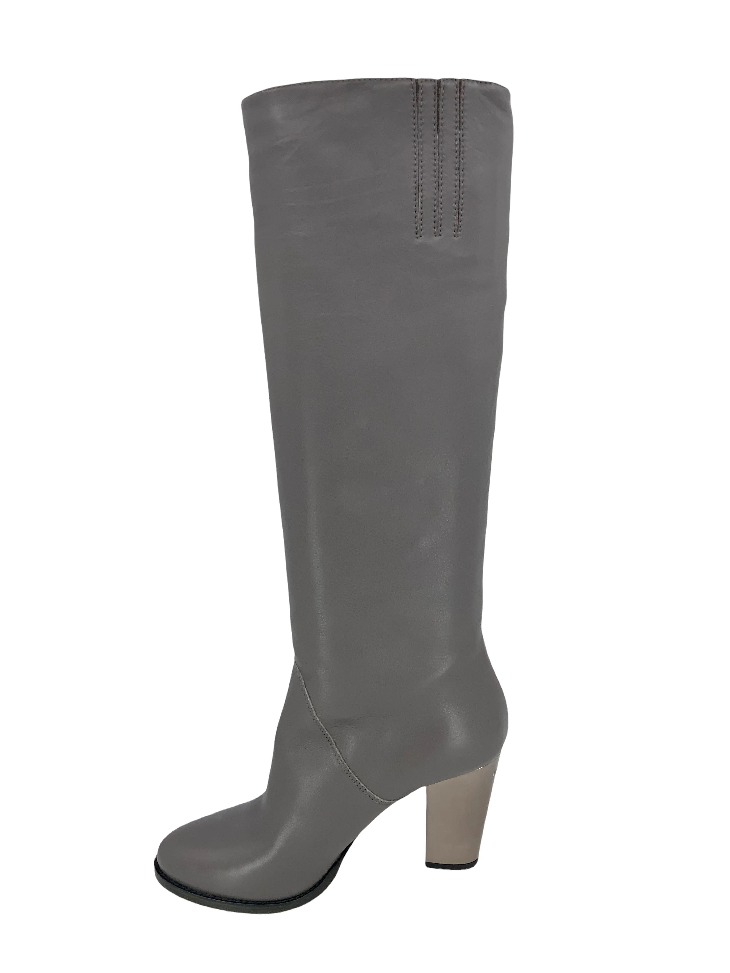 Jimmy Choo Leather Metal Heel Knee-Hight Boots Size 7.5